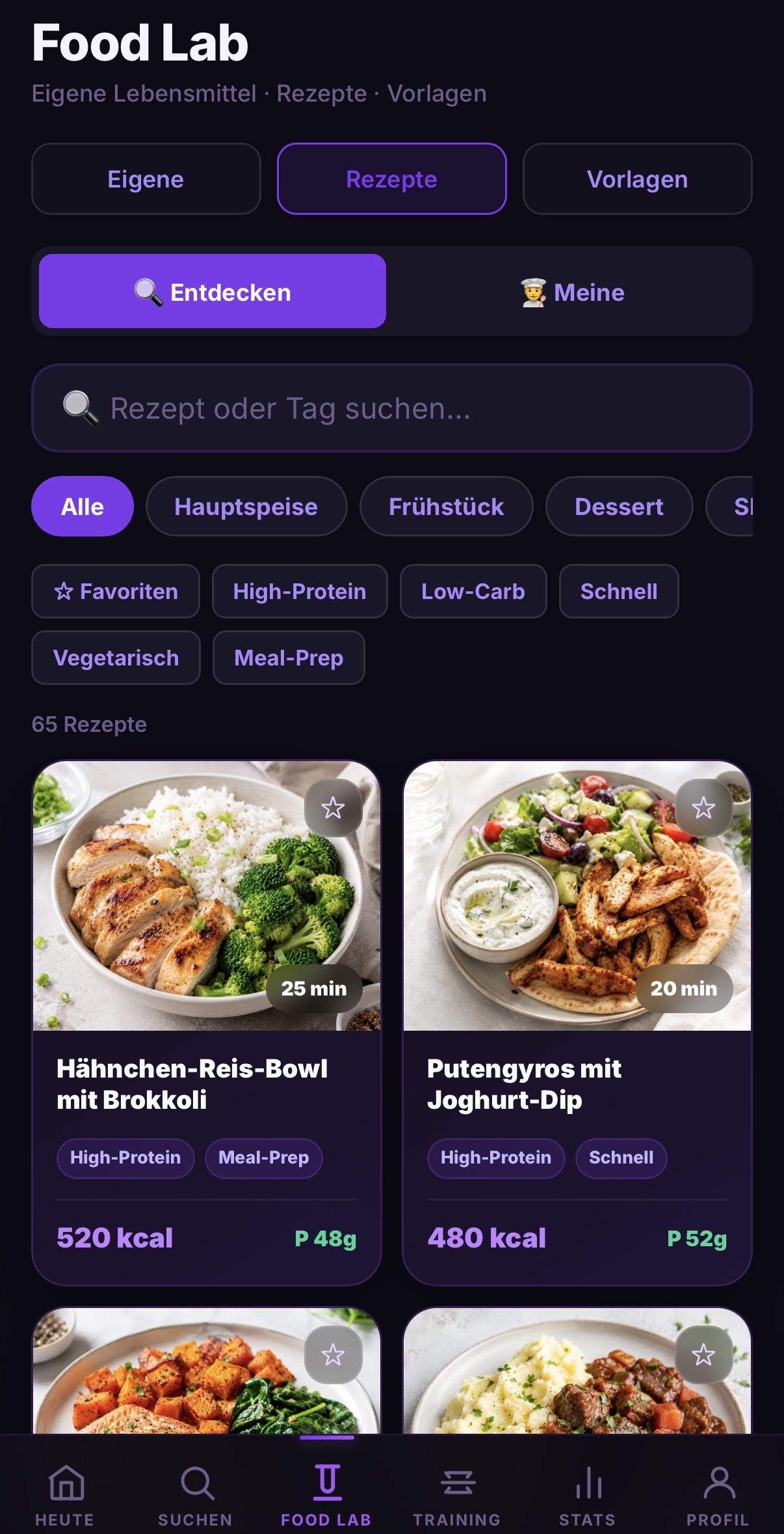 Food Lab – eigene Rezepte und Vorlagen
